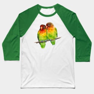 A watercolor of two cute lovebirds cuddling Baseball T-Shirt